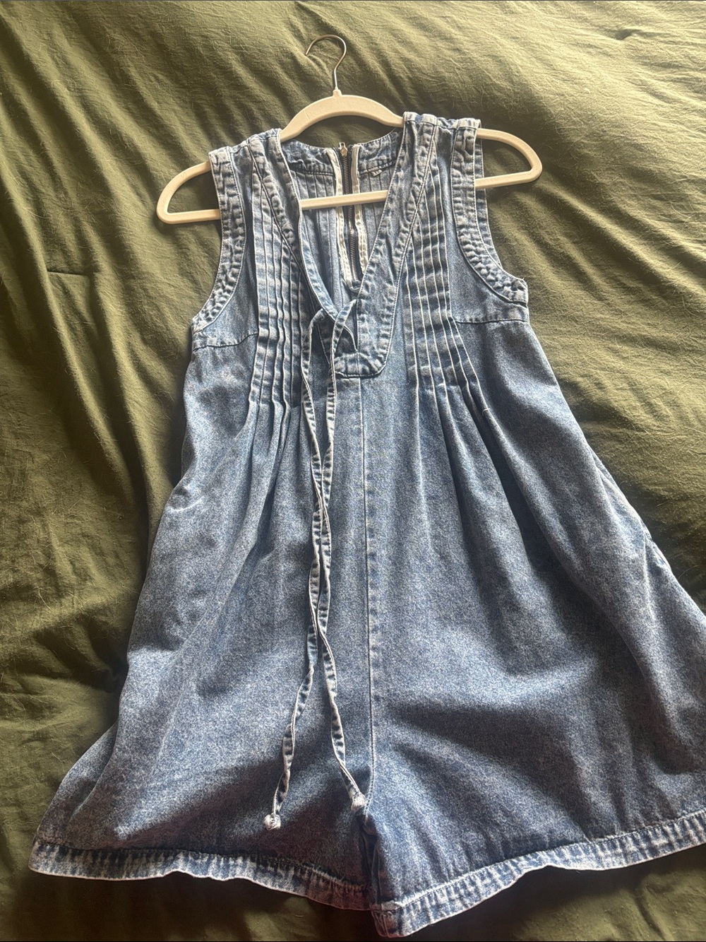 Denim Blue Sleeveless Tie-Front Romper